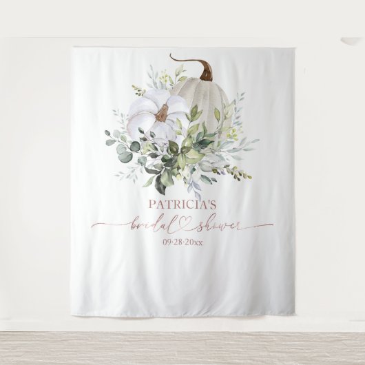 Greenery Pumpkin Fall Brautparty Hintergrund Wandteppich (Vorderseite)