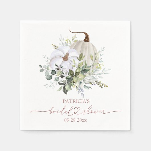 Greenery Pumpkin Fall Brautparty Napkins Serviette (Vorderseite)