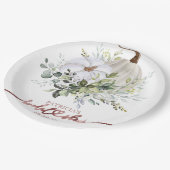 Greenery Pumpkin Fall Brautparty Paper Plate Pappteller (Schrägansicht)