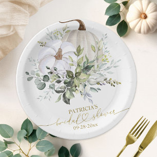 Greenery Pumpkin Fall Brautparty Paper Plate Pappteller