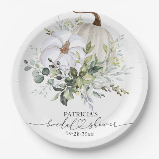 Greenery Pumpkin Fall Brautparty Pappteller (Vorderseite)