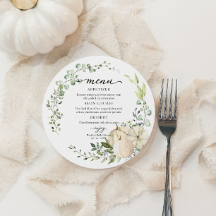 Greenery Pumpkin Fall Brautparty Round Menu Einladung