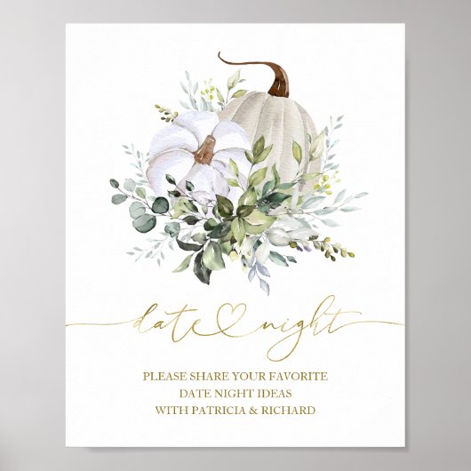 Greenery Pumpkin Fall Date Night Jar Sign Poster (Vorne)