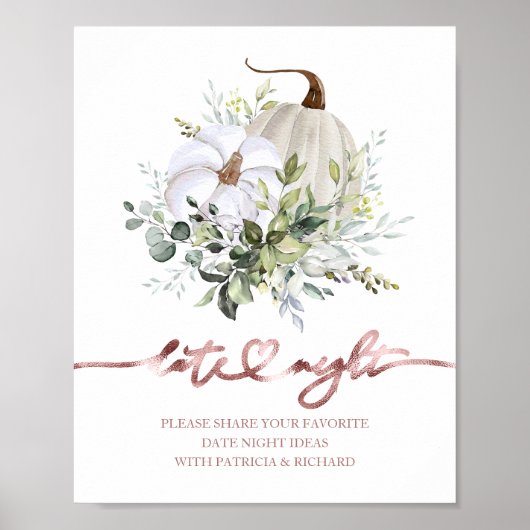 Greenery Pumpkin Fall Date Night Jar Sign Poster (Vorne)