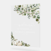 Greenery Pumpkin Hochzeit im Herbst Willkommen Acrylschild (Winkel)