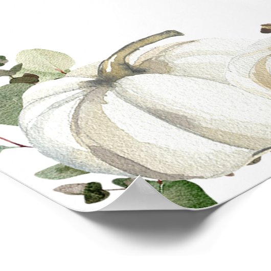 Greenery Pumpkin Wedding Willkommen Poster (Ecke)