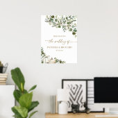 Greenery Pumpkin Wedding Willkommen Poster (Heimbüro)