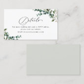 Greenery QR Code Wedding Details Enclosure Card Visitenkarte (Vorne/Hinten)