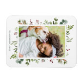 Greenery Red Berries Holiday Foto Magnet (Horizontal)
