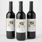 Greenery Red Berries Holiday Foto Weinetikett (Flaschen)