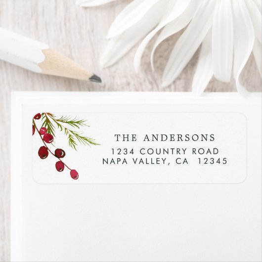 Greenery Red Berries Holiday Rücksendeadresse (Insitu)