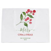 Greenery Red Berries Weihnachtsfeiertag Große Geschenktüte (Vorderseite)