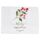 Greenery Red Berries Weihnachtsfeiertag Große Geschenktüte (Rückseite)
