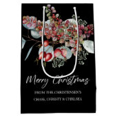 Greenery Red Green Black Frohe Weihnachten Mittlere Geschenktüte (Rückseite)