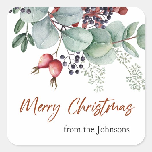 Greenery Red Green Christmas Sticker (Vorderseite)