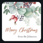 Greenery Red Green Christmas Sticker<br><div class="desc">Grün Grün Grün Weihnachtssticker. Sehen Sie sich den Sammellink auf dieser Seite an,  um alle passenden Elemente in diesem schönen Design zu sehen.</div>