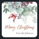 Greenery Red Green Christmas Sticker<br><div class="desc">Grün Grün Grün Weihnachtssticker. Sehen Sie sich den Sammellink auf dieser Seite an,  um alle passenden Elemente in diesem schönen Design zu sehen.</div>