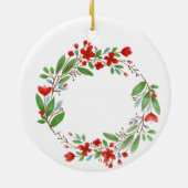 Greenery Red Wreath Erste Weihnachtsfeier Verlobte Keramik Ornament (Hinten)