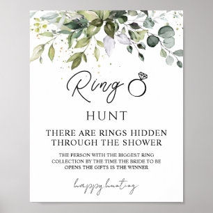 Greenery Ring Hunt Brautparty Game Poster