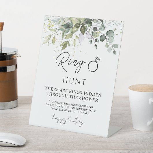 Greenery Ring Hunt Brautparty Game Sockelschild (In SItu)