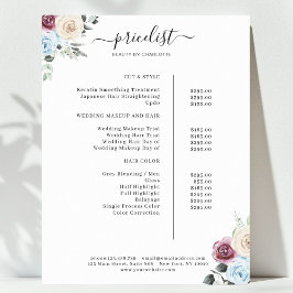 Greenery Rose Salon Price List Poster
