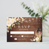 Greenery RSVP Card für Rose aus Holz und Rot (Stehend Vorderseite)