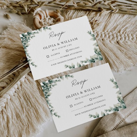 Greenery RSVP Card Hochzeitsvorlage