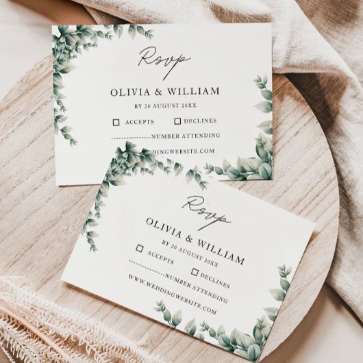 Greenery RSVP Card Hochzeitsvorlage