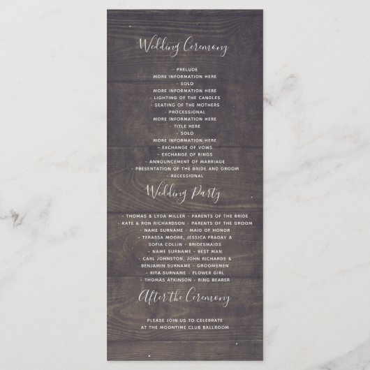 Greenery Rustic Garden Wedding Programs Programm (Rückseite)