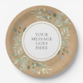 Greenery Rustic Kraft Wedding Pappteller (Vorderseite)
