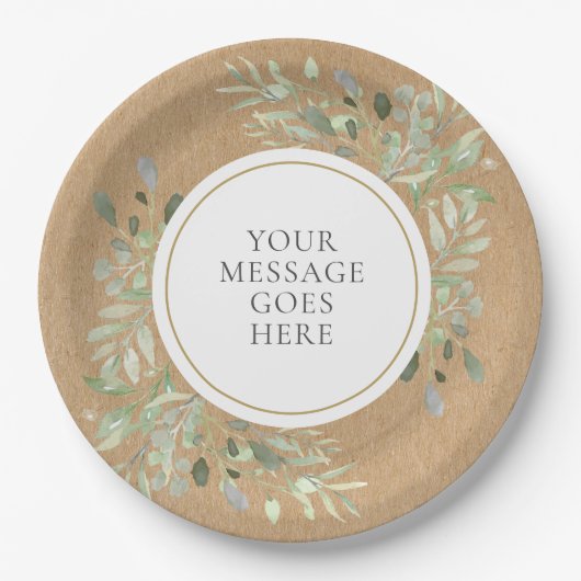 Greenery Rustic Kraft Wedding Pappteller (Vorderseite)