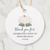 Greenery Rustic Little Pumpkin Baby Shower Geschenkanhänger (Vorderseite)