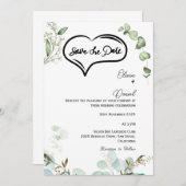 Greenery Rustic Save The Date Invitation Einladung (Vorne/Hinten)