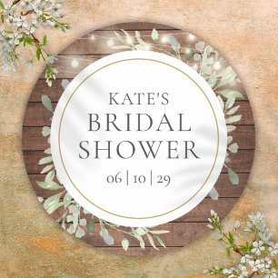 Greenery Rustic String Lights Brautparty Runder Aufkleber