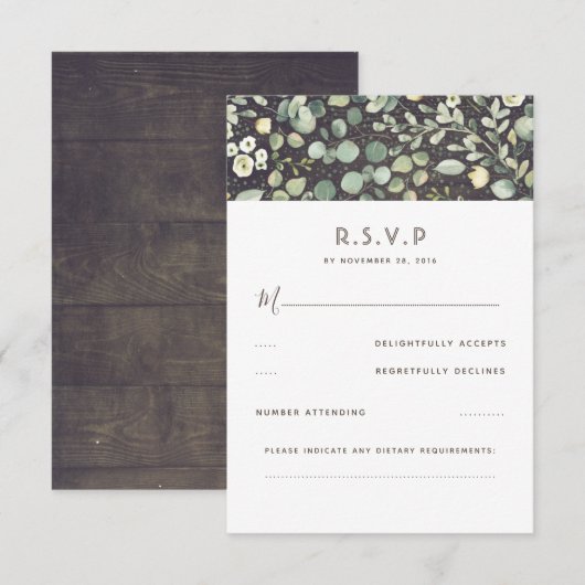 Greenery Rustic Wedding RSVP Karte (Vorne/Hinten)