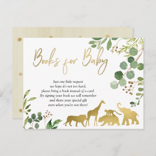 Greenery Safari Animal Baby Shower Books for Baby Einladungspostkarte (Vorne/Hinten)