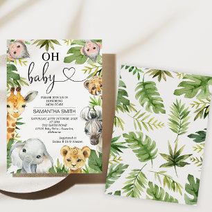 Greenery Safari Animals Baby Shower Einladung