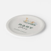 Greenery Safari Baby Shower 7" Round Paper Teller (Schrägansicht)