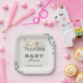 Greenery Safari Baby Shower 7" Square Paper Teller (Party)