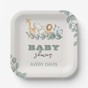 Greenery Safari Baby Shower 7" Square Paper Teller