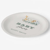 Greenery Safari Baby Shower 9" Round Paper Teller (Schrägansicht)