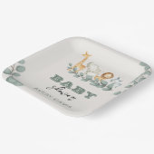 Greenery Safari Baby Shower 9" Square Paper Teller (Gewinkelt)