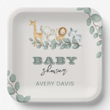 Greenery Safari Baby Shower 9" Square Paper Teller