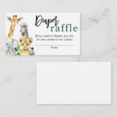  Greenery Safari Jungle Animals Diaper Raffle Card Begleitkarte (Vorne/Hinten)