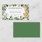 Greenery Safari Jungle Animals Diaper Raffle Card Begleitkarte (Vorne/Hinten)