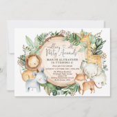 Greenery Safari Party Animals Boys Geburtstag Einladung (Vorderseite)