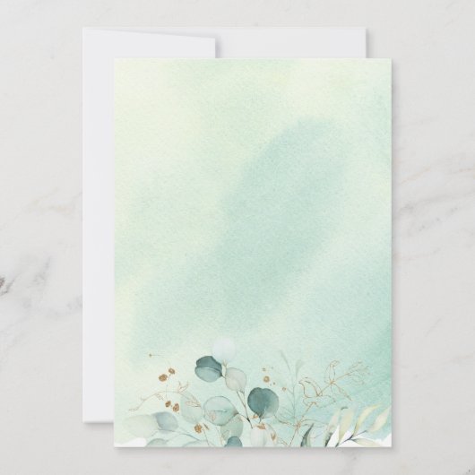 Greenery Sage and Gold Oh Baby Shower Einladung (Rückseite)