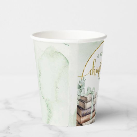 Greenery Sage Storybook Baby Shower Paper Cup Pappbecher (Rechts)