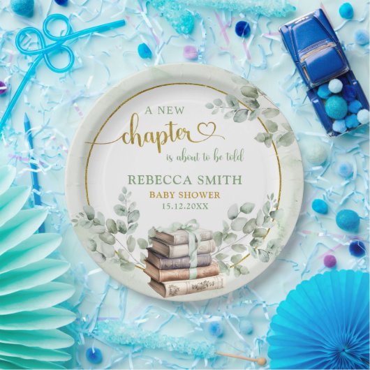 Greenery Sage Storybook Baby Shower Paper Plate Pappteller (Party)