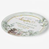 Greenery Sage Storybook Baby Shower Paper Plate Pappteller (Schrägansicht)